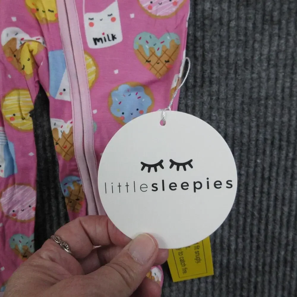 Littlesleepies One Piece Girls 6-12 Month Pink Cookies & Milk Zippy Lunaluxe NWT